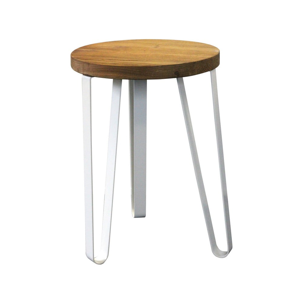 Odkládací stolek s bílými nohami z jilmového dřeva a kovu Red Cartel Sandy