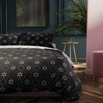 Lenjerie din microfibră cu 2 fețe pentru pat dublu decoking hypnosis snowy night, 200 x 200 cm