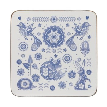 Set 4 suporturi pentru pahar Churchill China Penzace Blue, 10 x 10 cm