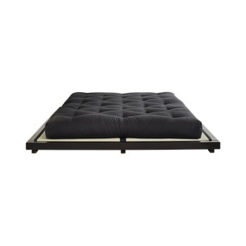 Pat dublu din lemn de pin cu saltea și tatami karup design dock double latex black/black, 180 x 200 cm