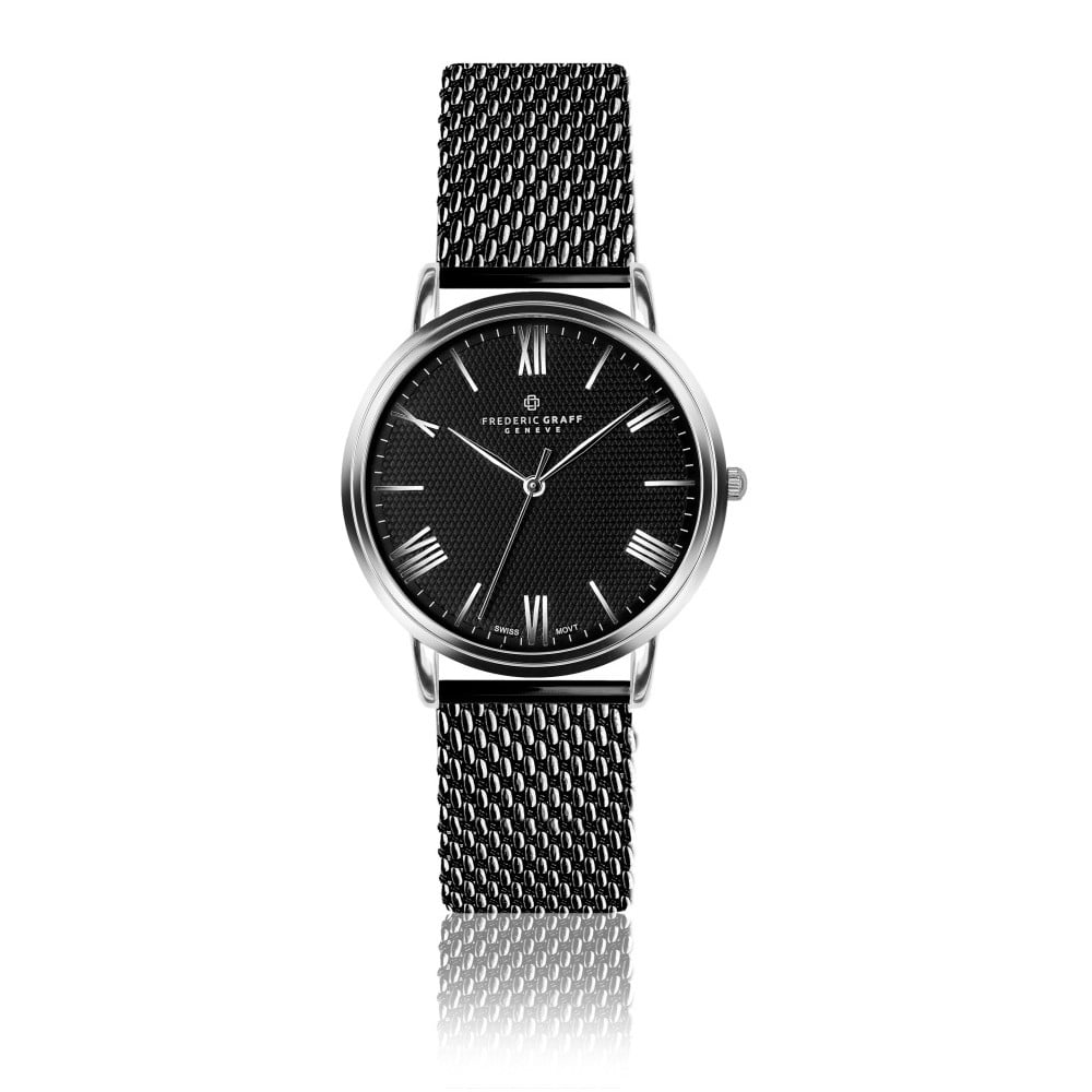 Pánské hodinky s páskem v černé barvě z nerezové oceli Frederic Graff Dareo