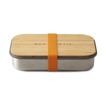 Cutie din oțel inoxidabil pentru gustări cu capac din bambus black + blum bamboo, 900 ml, portocaliu
