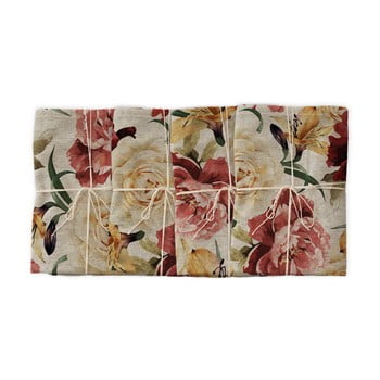 Set 4 șervețele textile linen couture roses, lățime 40 cm