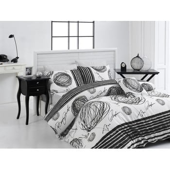 Lenjerie de pat cu cearșaf nazenin home blacky, 200 x 220 cm