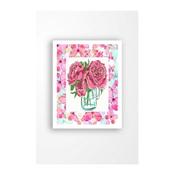 Tablou pe pânză în ramă albă tablo center cut roses, 29 x 24 cm