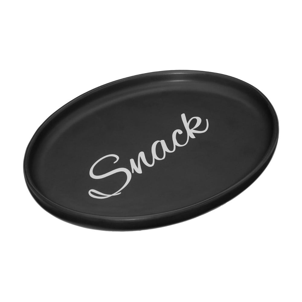 Černý kameninový servírovací talíř Premier Housewares Mangé, 17,5 x 13,7 cm