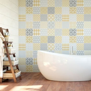 Set 24 autocolante de perete ambiance scandinavian cement tile stickers jersey, 10 x 10 cm