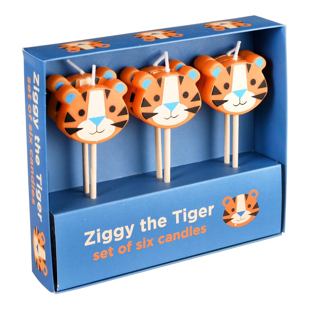 Dortové svíčky v sadě 6 ks Ziggy The Tiger – Rex London