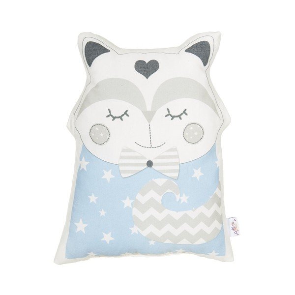 Modrý dětský polštářek s příměsí bavlny Apolena Pillow Toy Smart Cat, 23 x 33 cm