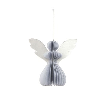 Decorațiune din hârtie pentru crăciun, formă înger only natural, 12,5 x 7,5 cm, argintiu