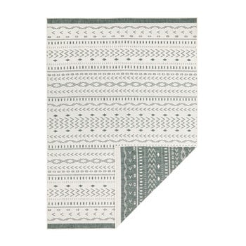 Covor reversibil adecvat interior/exterior bougari twin kuba, 80 x 150 cm, verde-crem