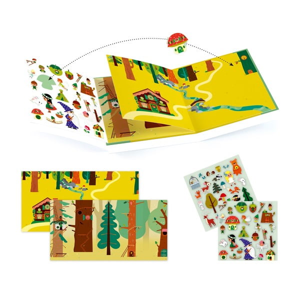 Set knihy s přemístitelnými samolepkami Djeco Forest Sticker Story