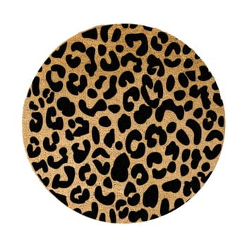 Covor intrare rotund artsy doormats leopard, ⌀ 70 cm, negru