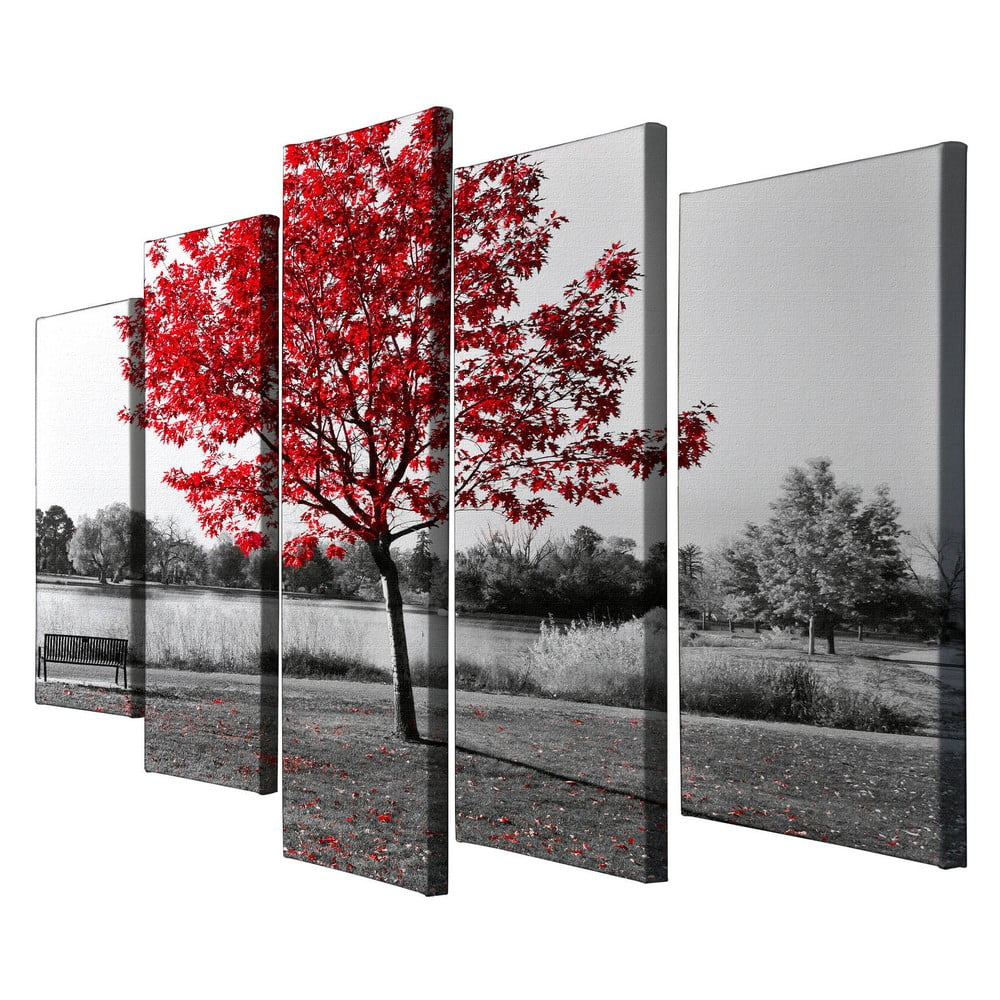 5dílný obraz na plátně Red Tree