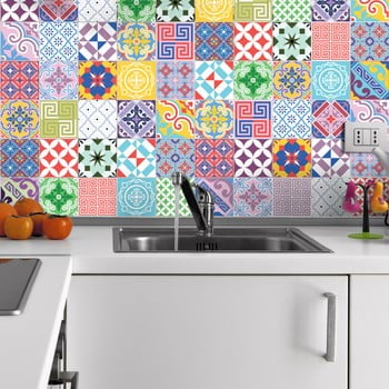Set 60 autocolante ambiance vintage artistic tiles, 10 x 10 cm