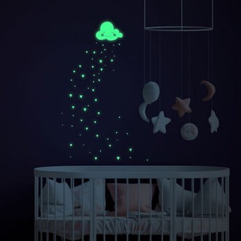 Autocolant fosforescent pentru perete ambiance hearts and clouds