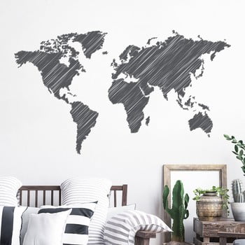 Autocolant de perete ambiance world map pencil stroke
