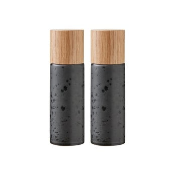 Set 2 râșnițe din gresie ceramică pentru sare și piper bitz basics black, negru