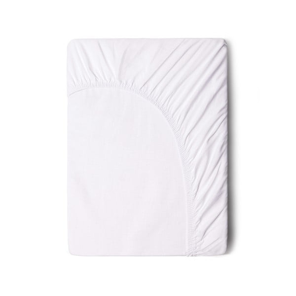 Bílé bavlněné elastické prostěradlo Good Morning, 140 x 200 cm