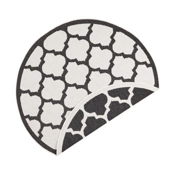 Covor reversibil adecvat interior/exterior bougari palermo, ⌀ 200 cm, negru-crem