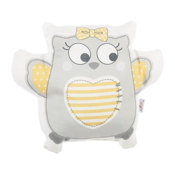 Pernă din amestec de bumbac pentru copii apolena pillow toy owl, 32 x 26 cm, gri