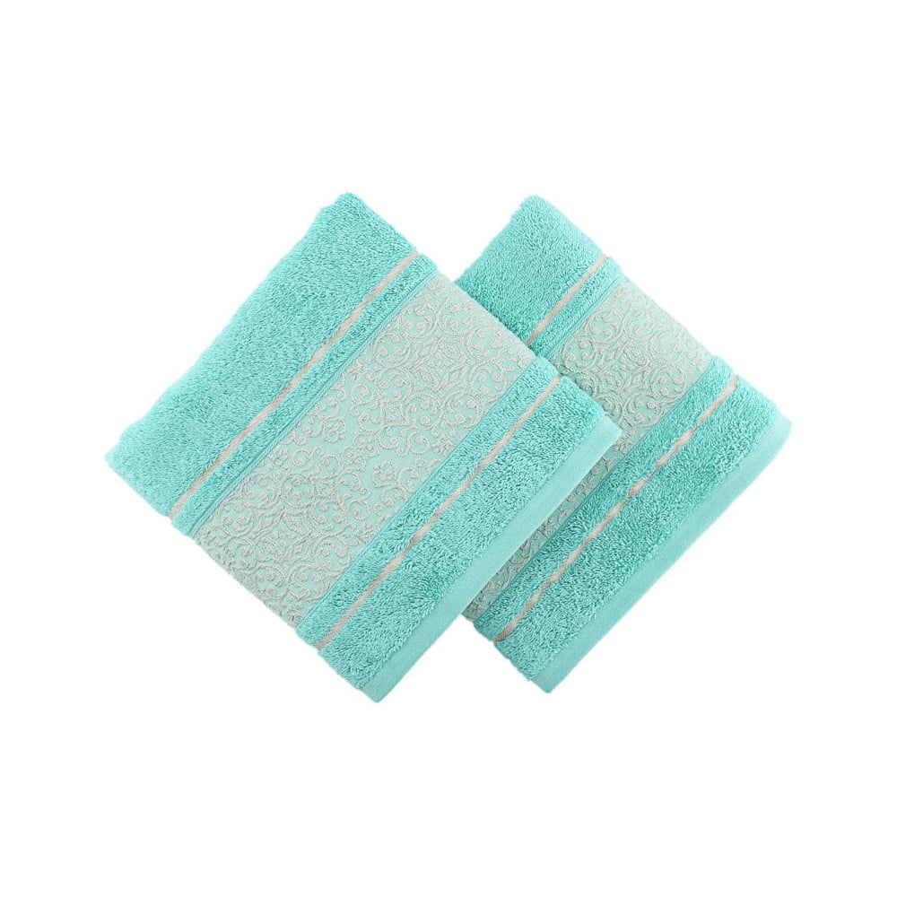 Sada 2 modrozelených ručníků Fance, 50 x 90 cm