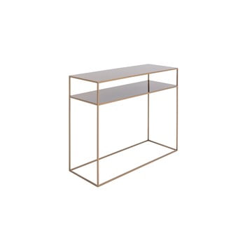 Masă tip consolă din metal cu raft custom form tensio, 100 x 35 cm, auriu
