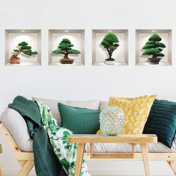 Set 4 autocolante 3d pentru perete ambiance bonsai design