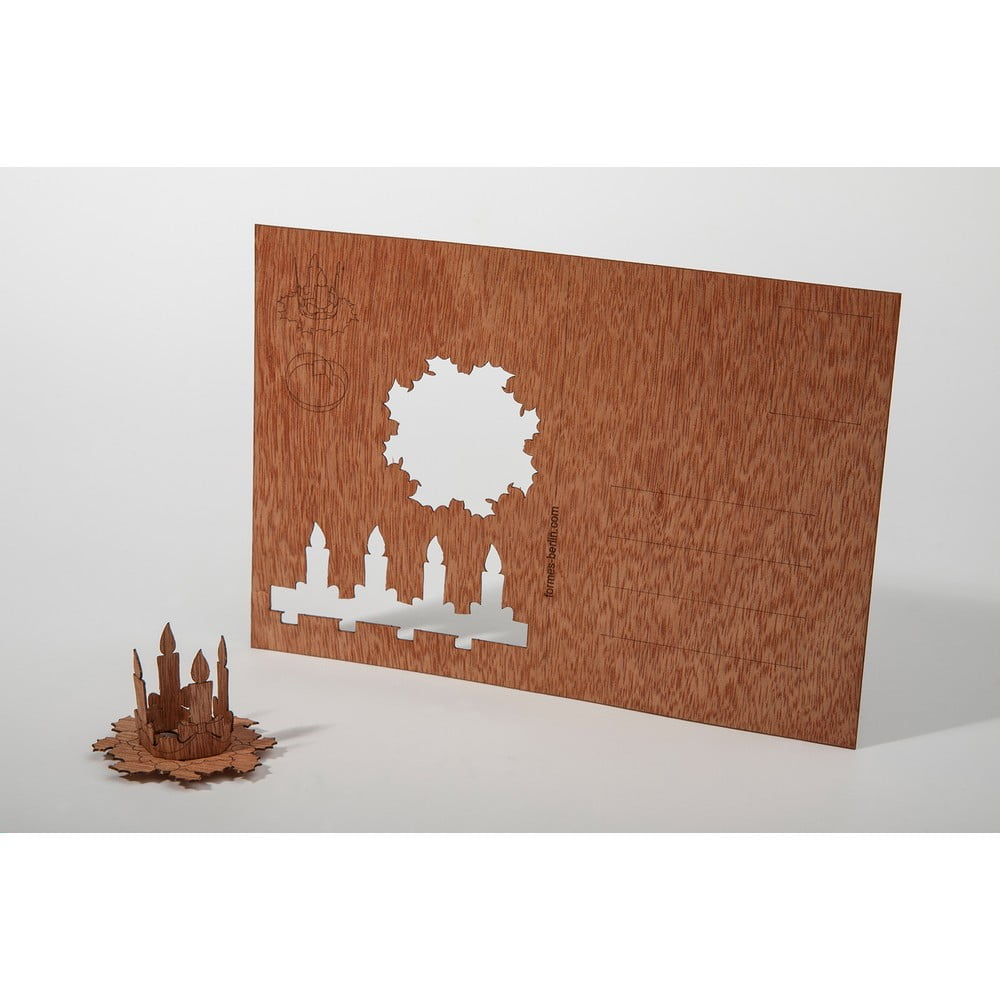 Dřevěná pohlednice Formes Berlin Adventní věnec, 14,8 x 10,5 cm