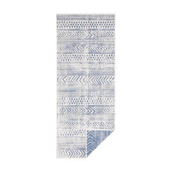 Covor pentru exterior bougari biri, 80 x 350 cm, albastru-crem