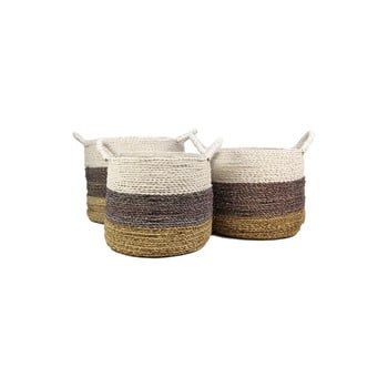 Set 3 coșuri depozitare hsm collection raffia natural white