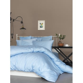 Lenjerie de pat din bumbac satinat, pentru pat dublu Patik De Blue, 200 x 220 cm