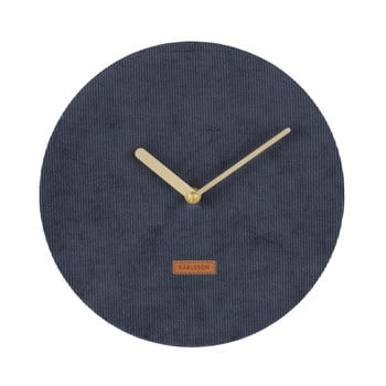 Ceas de perete din catifea karlsson corduroy, ⌀ 25 cm, albastru închis