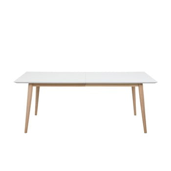 Masă extensibilă cu baza din lemn de stejar actona century, 200 x 100 cm, alb