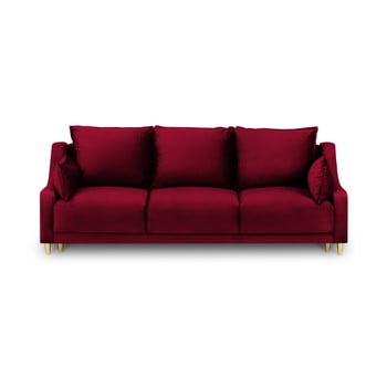 Canapea extensibilă cu 3 locuri și spațiu de depozitare Mazzini Sofas Pansy, roșu poza