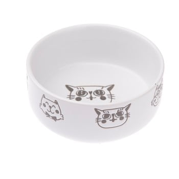 Bol din ceramică pentru pisici Dakls, 300 ml, alb imagine