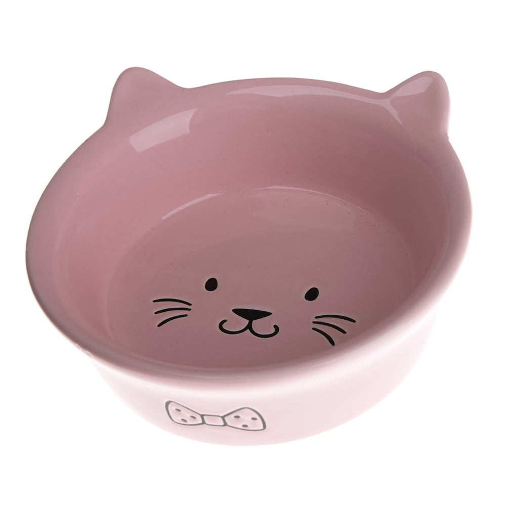 Růžová keramická miska pro kočky Dakls, ø 14 cm
