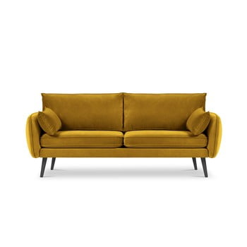 Canapea cu tapițerie din catifea kooko home lento, 198 cm, galben