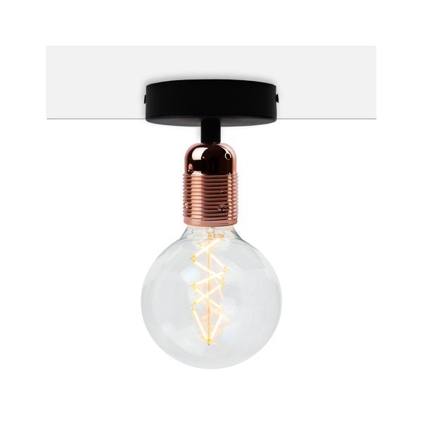 Černé stropní svítidlo s měděnou objímkou Bulb Attack Uno Basic