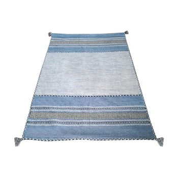 Covor din bumbac floorita antique kilim, 120 x 180 cm, albastru-gri
