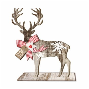 Decorațiune din lemn pentru Crăciun PPD Deer Small Country Xmas, înălțime 20 cm