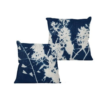 Față de pernă linen blue spots, 45 x 45 cm
