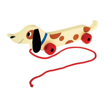 Cățel din lemn pe roți Rex London Charlie The Sausage Dog, lungime 31,5 cm