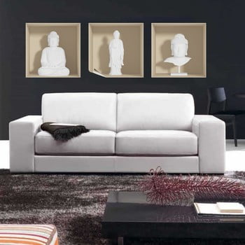 Set 3 autocolante cu efect 3D Ambiance White Buddha