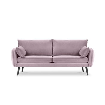 Canapea cu tapițerie din catifea kooko home lento, 198 cm, roz deschis