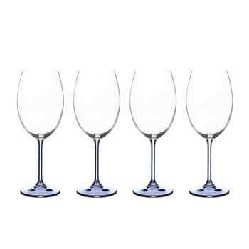 Set 4 pahare pentru vin din sticlă cristalină Bitz Fluidum, 450 ml, albastru