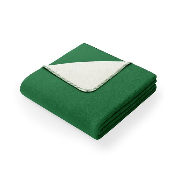 Zelená deka s příměsí bavlny AmeliaHome Virkkuu, 150 x 200 cm