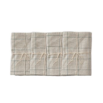Set 4 șervețele textile linen couture turquoise lines, 43 x 43 cm
