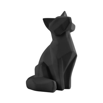 Statuetă pt living origami fox, înălțime 15 cm, negru mat