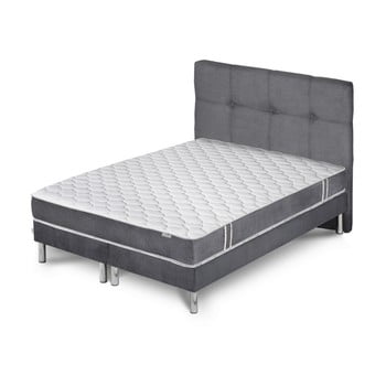 Pat cu saltea și 2 box spring Stella Cadente Maison Syrius Saches, 180 x 200 cm, gri